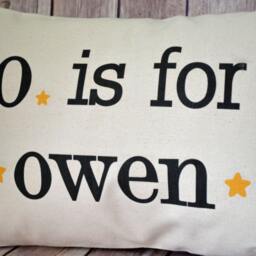 Personalized Baby Pillow, Decorative Stars, Hearts, Newborn Gift, Boy Kids Name Girl, New - Gage - thumbnail 2
