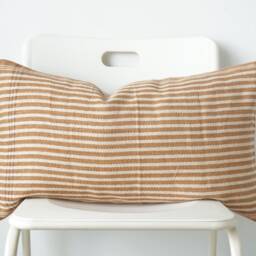 Handwoven Lumbar Pillow Cover Brown & Neutral Hemp, Karen Tribal Design - 14x24 - thumbnail 2