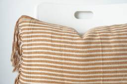 Handwoven Lumbar Pillow Cover Brown & Neutral Hemp, Karen Tribal Design - 14x24 - thumbnail 1