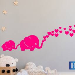 Elephants Love Hearts Cool Nursery/Baby's Room Children's Wall Art Decal Sticker - thumbnail 2