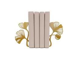 Mariken Bronze Bookends - Modern Art Deco Book Stand Decorative Metal Gold Ginkgo