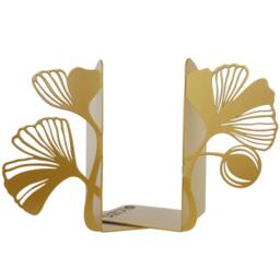 Mariken Bronze Bookends - Modern Art Deco Book Stand Decorative Metal Gold Ginkgo - thumbnail 3