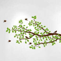 "Tree Branch Wall Decal Branches Birds Vinyl Sticker Nursery Leaves 52"" Wide X 28" - thumbnail 2
