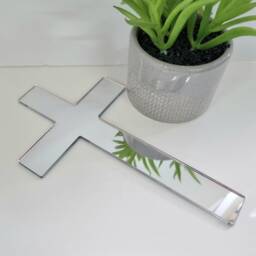 Personalized Cross Acrylic Mirror Wall Art Engraved Religious Decor - thumbnail 2