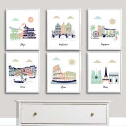 Set Of 6 Posters For Nursery, Customizable Locations & Colors, Sizes 5x7, 8x10, 11x14 - thumbnail 2