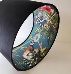 Black Velvet Lampshade With Teal Lemur Lining