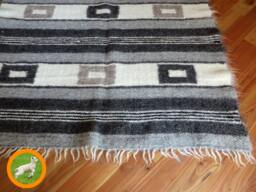 Handwoven Wool Area Rug Grey & White Striped Lizhnyk Throw - 69x93 - thumbnail 1