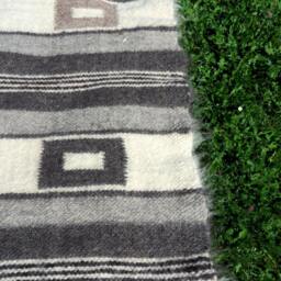 Handwoven Wool Area Rug Grey & White Striped Lizhnyk Throw - 69x93 - thumbnail 3