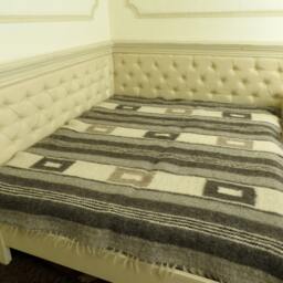 Handwoven Wool Area Rug Grey & White Striped Lizhnyk Throw - 69x93 - thumbnail 4