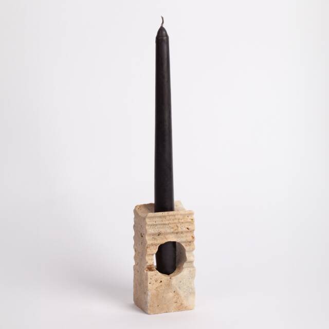 Natural Travertine Candlestick Holder With Glass Tube - image 1