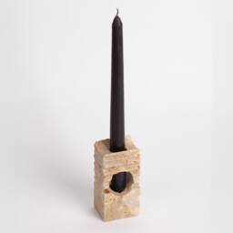 Natural Travertine Candlestick Holder With Glass Tube - thumbnail 2