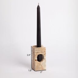 Natural Travertine Candlestick Holder With Glass Tube - thumbnail 3