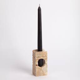 Natural Travertine Candlestick Holder With Glass Tube - thumbnail 1