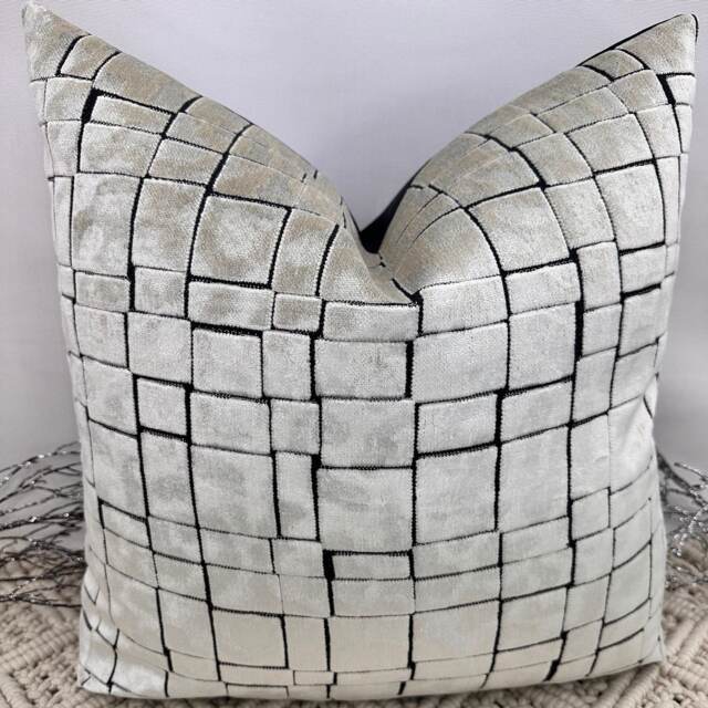 style No. 174 - Luxury Champagne Grey Black Textured Velvet Cushion For A Bed, Sofa, Sofa Set. Cushion From The Couture - image 1