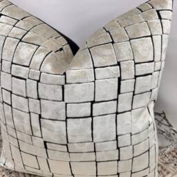 style No. 174 - Luxury Champagne Grey Black Textured Velvet Cushion For A Bed, Sofa, Sofa Set. Cushion From The Couture - thumbnail 3