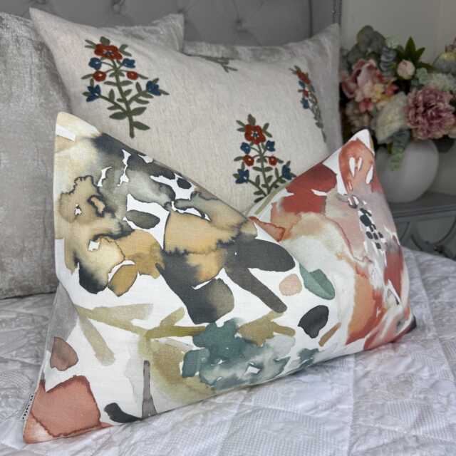 "Watercolour Floral Fall Leaf Cushion Cover - 12"" X 20" - image 1