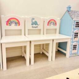 Children's Personalised White Wooden Chair, Toddler Bedroom Furniture, Birthday Gift For Kids Boy/Girl - thumbnail 3