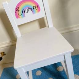 Children's Personalised White Wooden Chair, Toddler Bedroom Furniture, Birthday Gift For Kids Boy/Girl - thumbnail 2