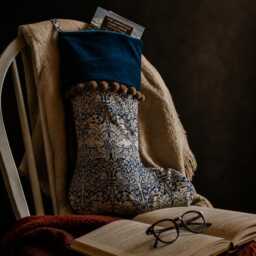 William Morris Brer Rabbit Stocking, Handmade Velvet Christmas Mantel Decor