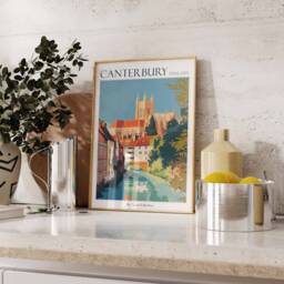 Canterbury Cathedral Travel Poster Vintage British Print - thumbnail 2