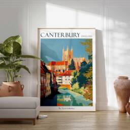 Canterbury Cathedral Travel Poster Vintage British Print - thumbnail 3
