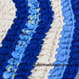 Under The Sea Crocheted Oval Shape Rag Rug, Eco Friendly, Washable, Bath Mat, Durable, Kitchen Home Decor, Blue, Baby Yellow, Pastel - thumbnail 3