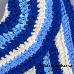 Under The Sea Crocheted Oval Shape Rag Rug, Eco Friendly, Washable, Bath Mat, Durable, Kitchen Home Decor, Blue, Baby Yellow, Pastel - thumbnail 4