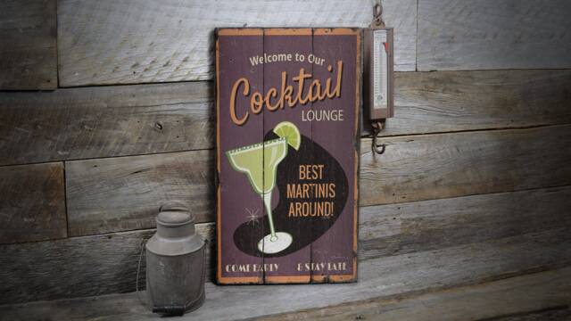 Cocktail Lounge, Wall Decor, Fruity Drinks Day, Drink Fun Sign, Wooden Sale Decor - Old Signs - image 1