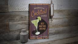 Cocktail Lounge, Wall Decor, Fruity Drinks Day, Drink Fun Sign, Wooden Sale Decor - Old Signs
