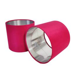 Cerise Pink Lampshade in Velvet With Silver Lining, Large Plain Ceiling Lightshade - thumbnail 2