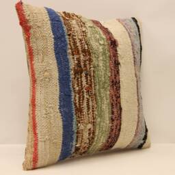 Kilim Pillow Cover 16x16 Throw Pillows Decorative Boho Interior Design Retro Home Decor Ethnic Pillowcover Natural Dyekilim Cushion 4Kf-470 - thumbnail 2