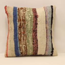 Kilim Pillow Cover 16x16 Throw Pillows Decorative Boho Interior Design Retro Home Decor Ethnic Pillowcover Natural Dyekilim Cushion 4Kf-470 - thumbnail 1