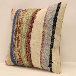 Kilim Pillow Cover 16x16 Throw Pillows Decorative Boho Interior Design Retro Home Decor Ethnic Pillowcover Natural Dyekilim Cushion 4Kf-470 - thumbnail 3
