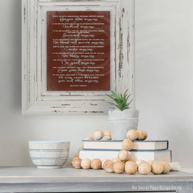 Mother Theresa Do It Anyway Print Teresa Catholic Quote Motivational Decor Inspirational Words Family Rules Sign Christian Wall Art - image 1