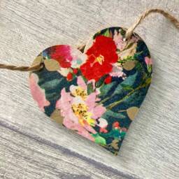 Floral Heart Garland, Wooden Botanical Bunting, Gardening Gifts, Flower Wall Decor For Her - thumbnail 2