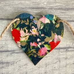 Floral Heart Garland, Wooden Botanical Bunting, Gardening Gifts, Flower Wall Decor For Her - thumbnail 3