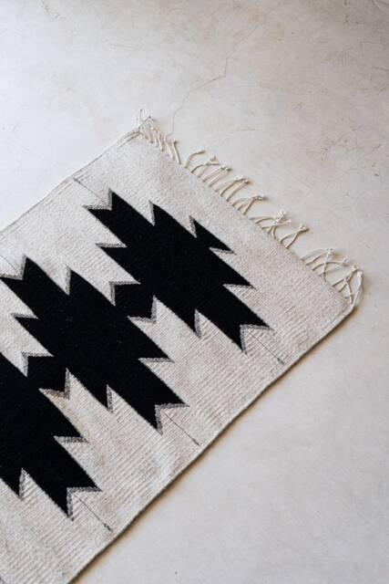 Mexican Rug, Handwoven Wool Rug, Woven Handwoven Accent Living Room Area White & Black Rug - image 1