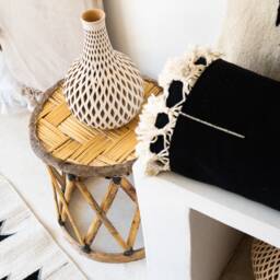 Mexican Rug, Handwoven Wool Rug, Woven Handwoven Accent Living Room Area White & Black Rug - thumbnail 4