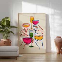 Cheers Poster, Bar Wall Art, Print Decor, Cocktail Poster Prints, Celebration Art Gift, Quote Print, Drinks Party Posters - thumbnail 2