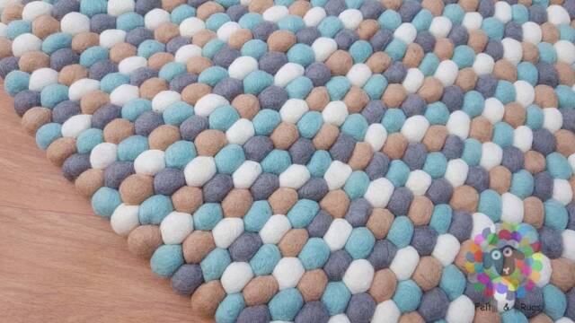 Felt Ball Rug Handmade Wool Pom Pebble Carpet - image 1