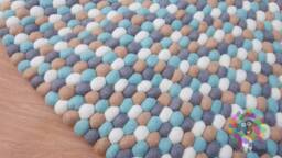 Felt Ball Rug Handmade Wool Pom Pebble Carpet - thumbnail 1
