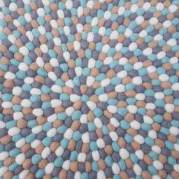 Felt Ball Rug Handmade Wool Pom Pebble Carpet - thumbnail 4