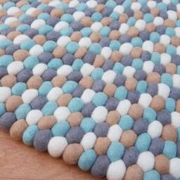 Felt Ball Rug Handmade Wool Pom Pebble Carpet - thumbnail 2