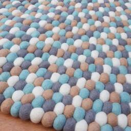 Felt Ball Rug Handmade Wool Pom Pebble Carpet - thumbnail 3