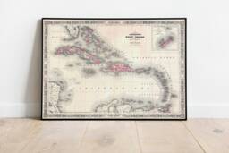 1864 Caribbean Map Print Vintage West Indies Wall Art - thumbnail 1