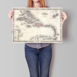 1864 Caribbean Map Print Vintage West Indies Wall Art - thumbnail 2