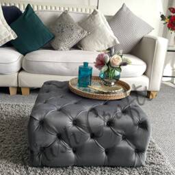 Brand New Handmade Steel Plush Footstool/Coffee Table, Made To Order - thumbnail 2