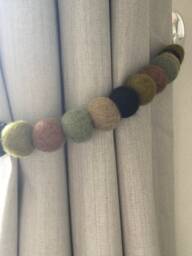 Camouflage Felt Ball Curtain Tie Back Handmade Wool Decor