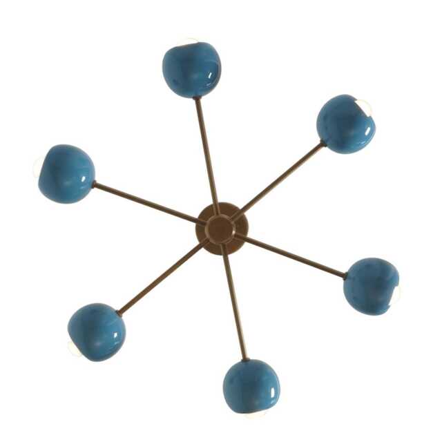 Sputnik Chandelier, Mid Century Modern Lighting, Atomic Pendant Light, Blue - image 1