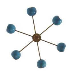 Sputnik Chandelier, Mid Century Modern Lighting, Atomic Pendant Light, Blue - thumbnail 1